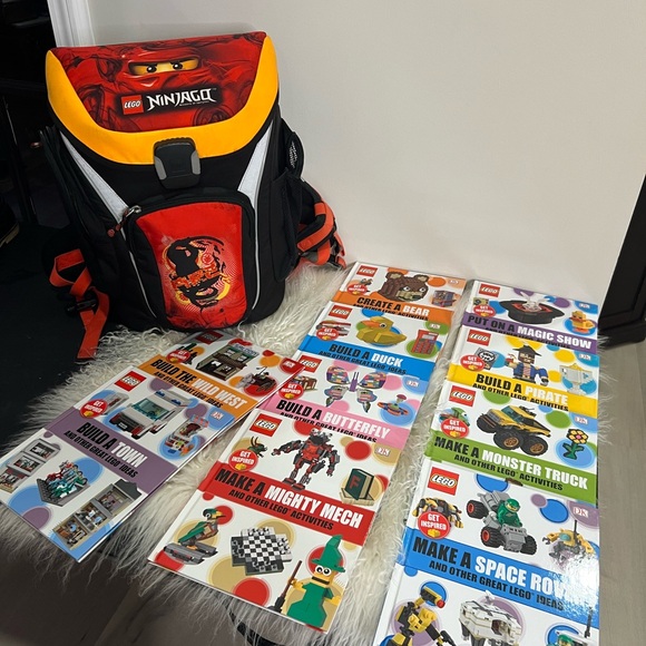New Rare Find Lago Ninjago backpack and (11) Lego Books Set - Picture 13 of 14